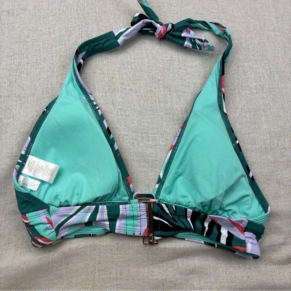 Anne Cole Women's Zesty Tropical Printed Ring Halter Bikini Top Size M